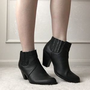 Black leather ankle boots